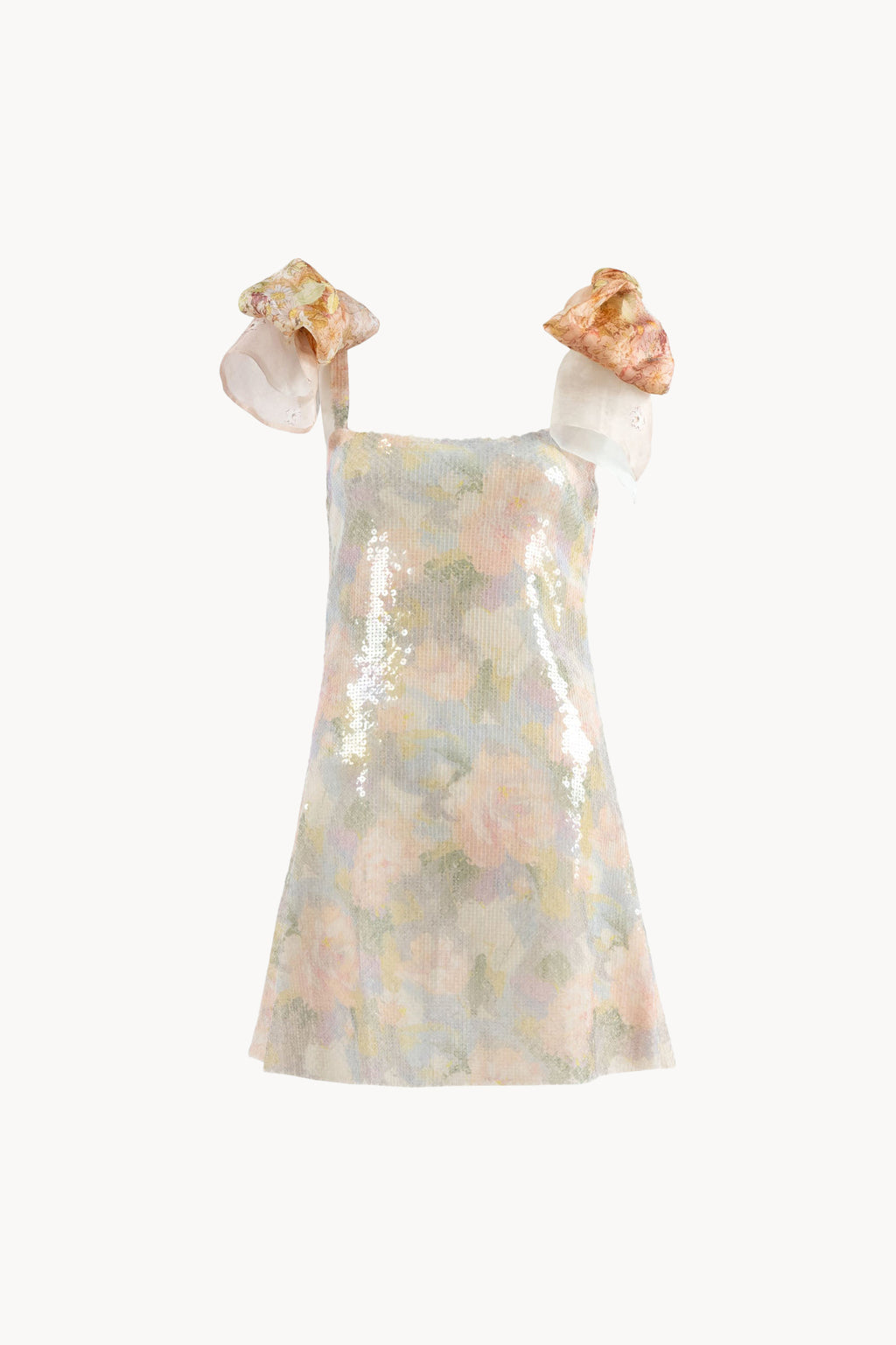 Mini abito con paillettes stampate e fiocchi