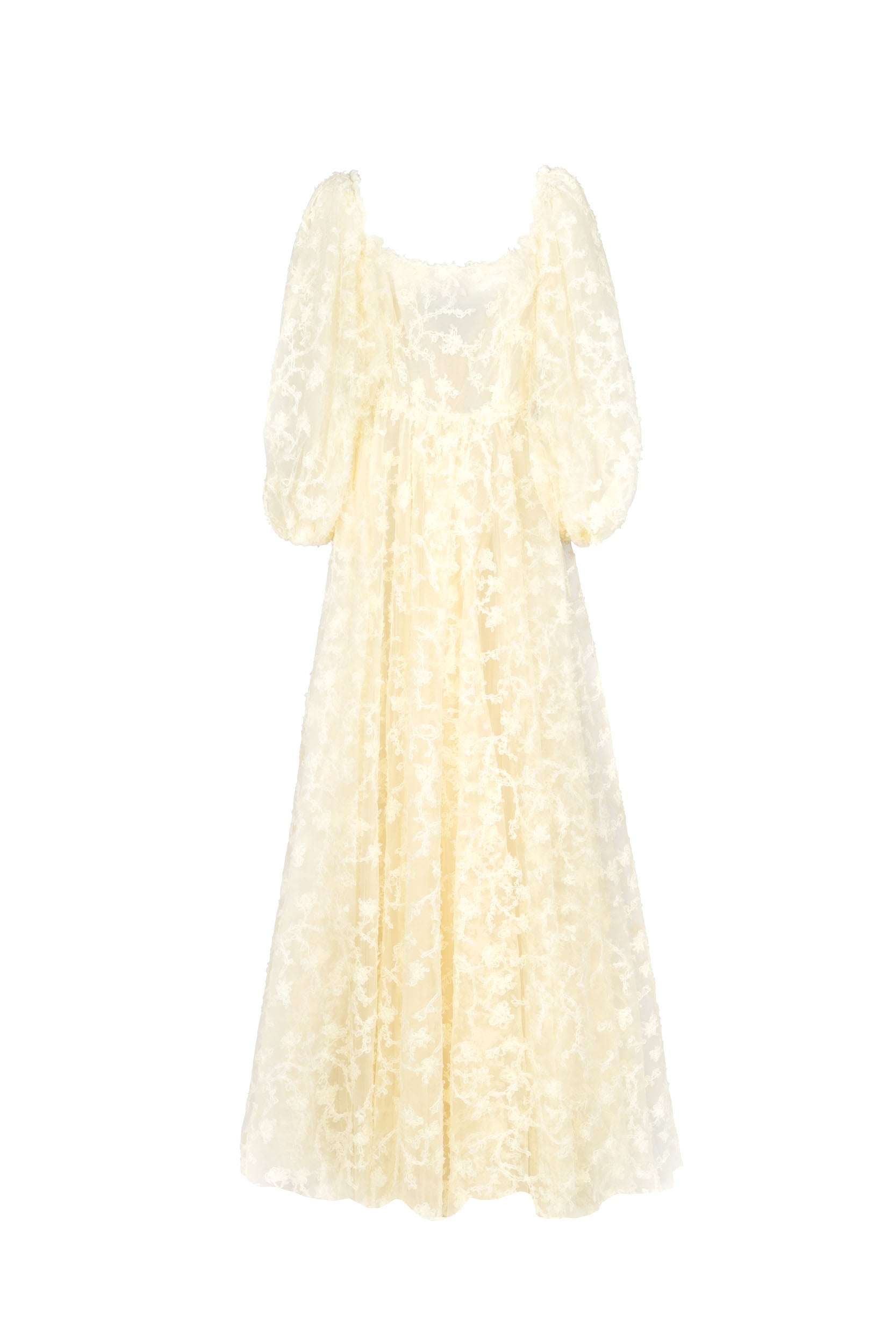 Abito ampio con tulle ricamato