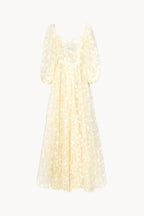 Abito ampio con tulle ricamato