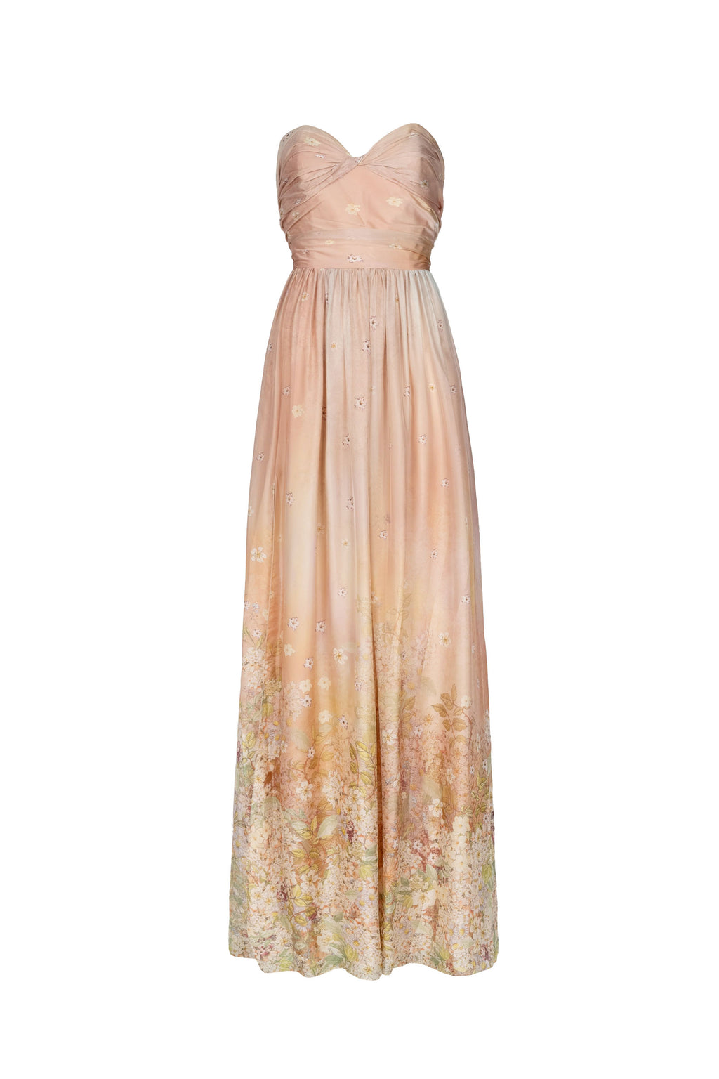 Draped printed dress in smooth chiffon.