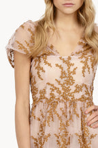 Embroidered tulle evening dress