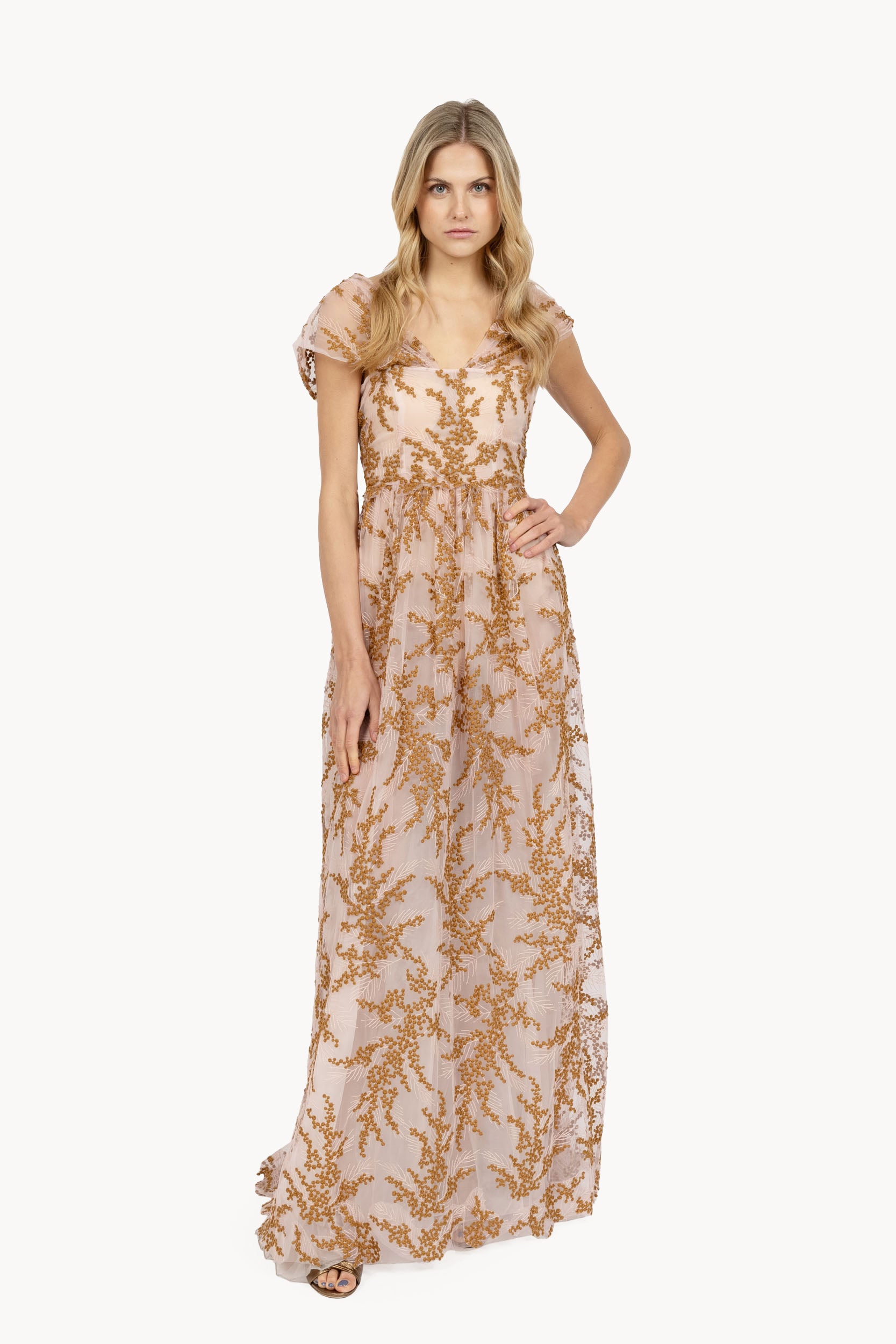 Abito da sera in tulle ricamato