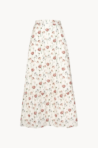 Tiered cotton skirt with floral print