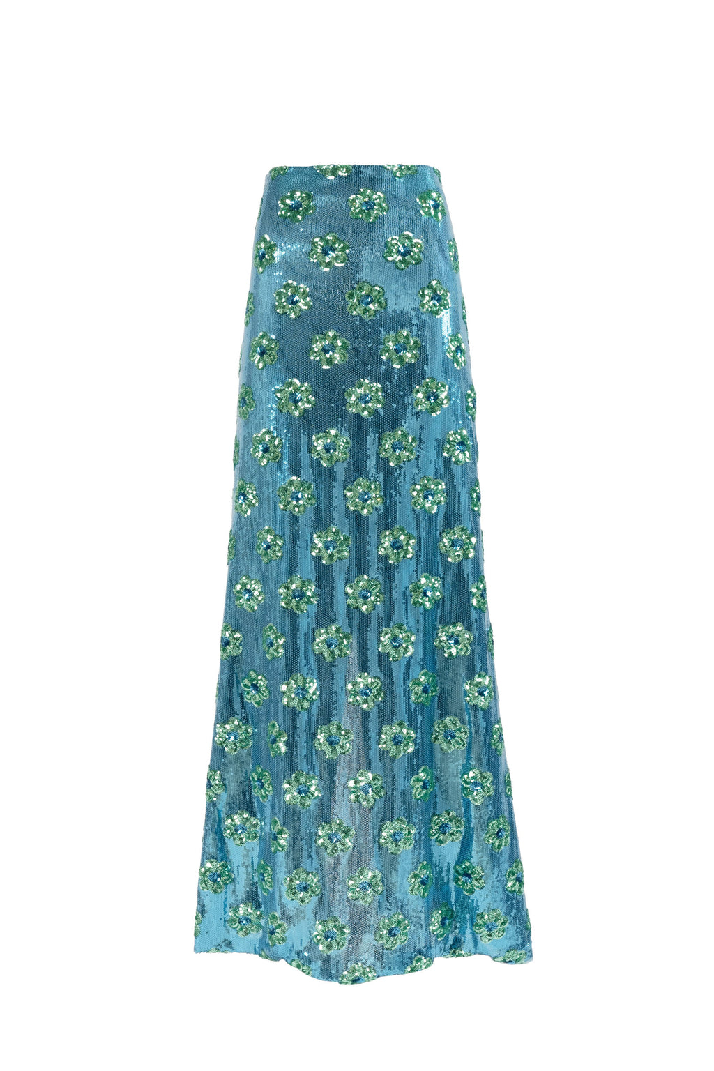 Gonna con paillettes a margherina blu