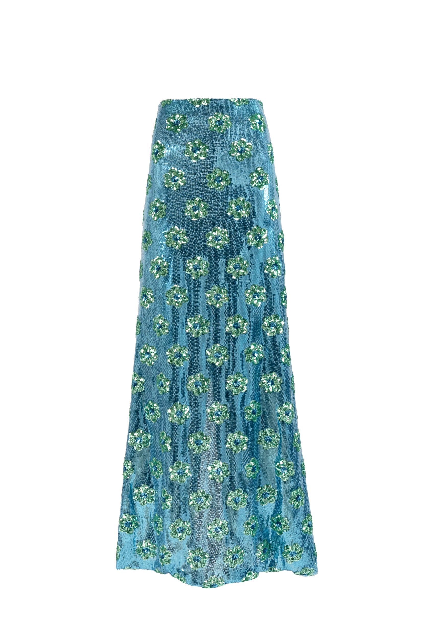 Gonna con paillettes a margherina blu