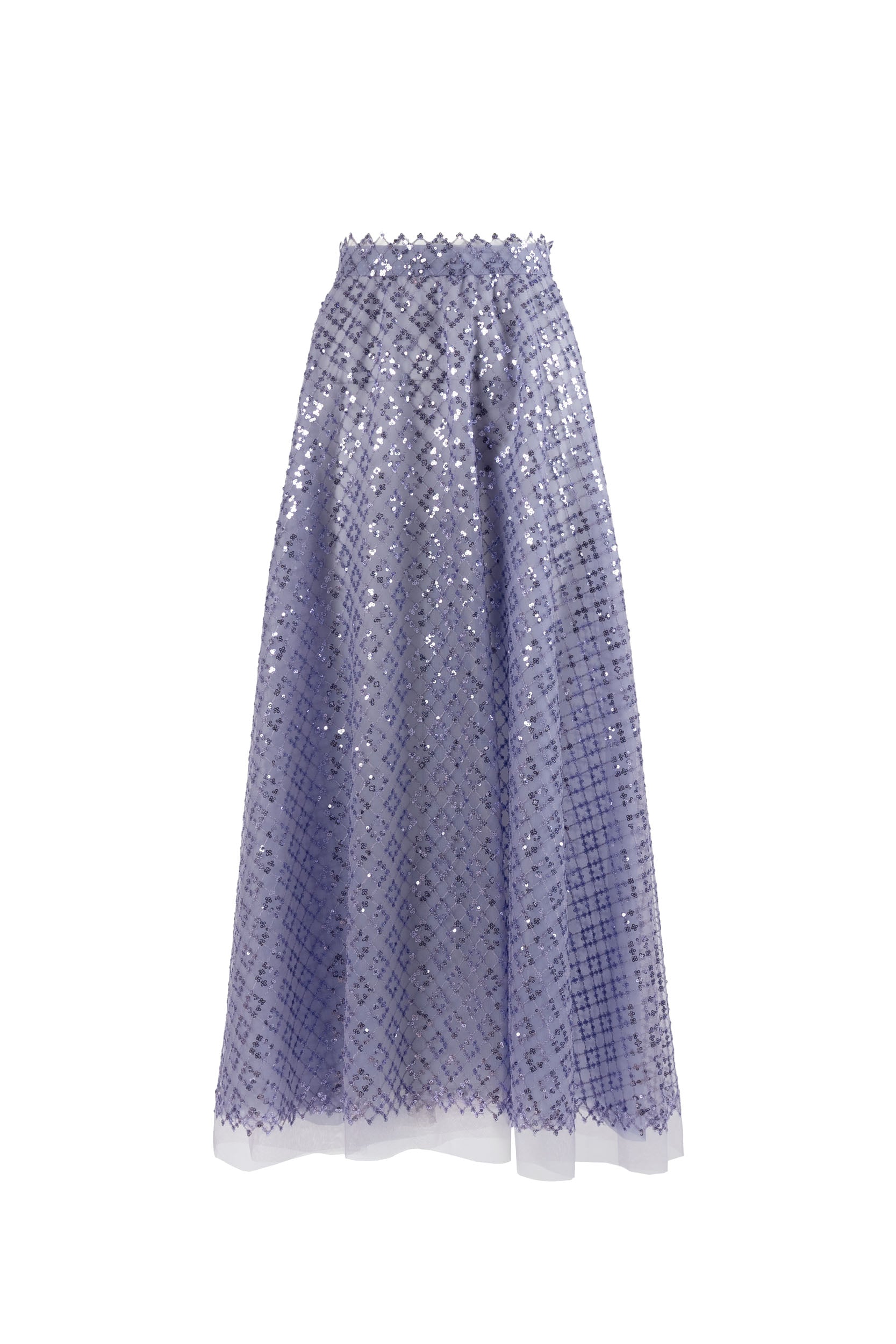 Gonna in tulle ricamato con paillettes