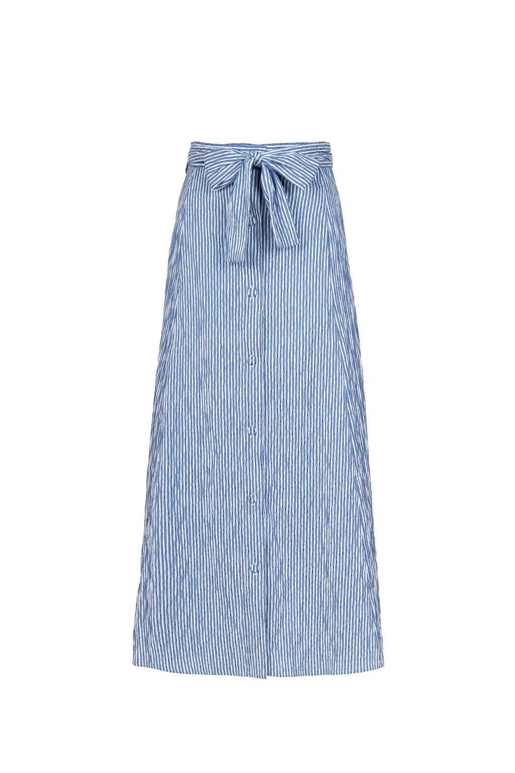 Gonna ampia in cotone elasticizzato a righe blu