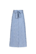 Gonna ampia in cotone elasticizzato a righe blu
