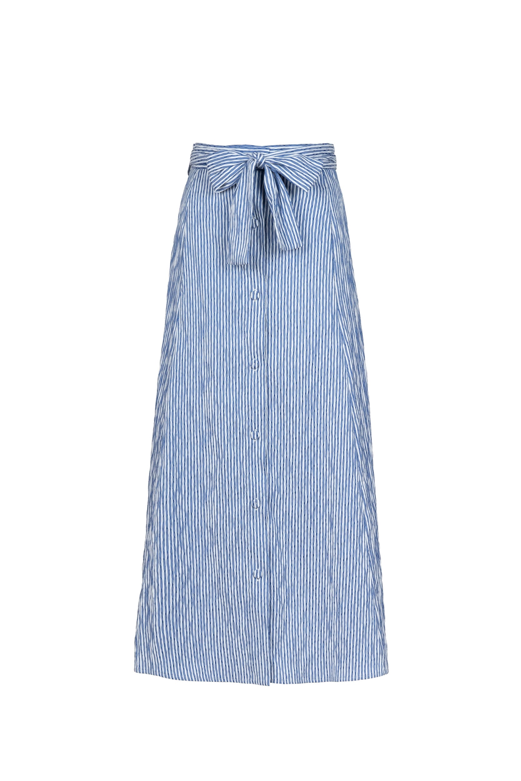 Gonna ampia in cotone elasticizzato a righe blu