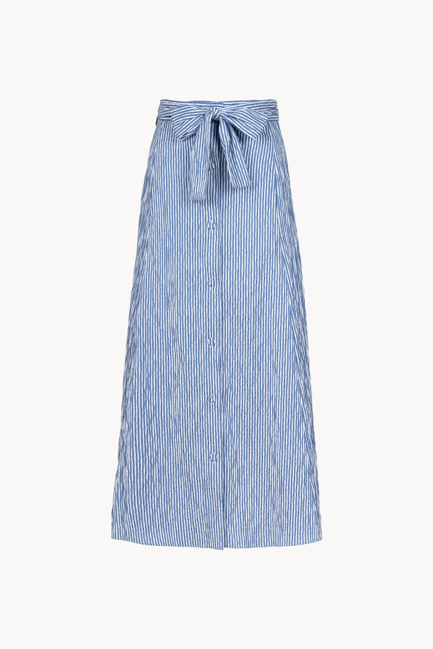 Gonna ampia in cotone elasticizzato a righe blu