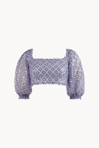 Jasmine Embroidered Tulle Crop Top with Sequins
