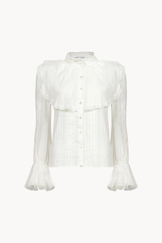 Cotton jabot shirt with textured fabric