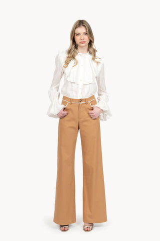 Camel Cotton Palazzo Pants