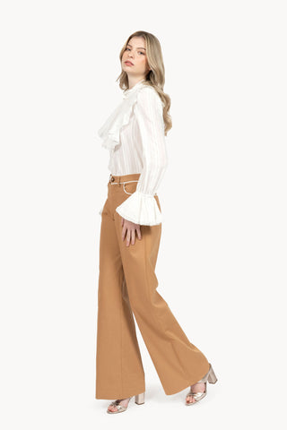 Camel Cotton Palazzo Pants