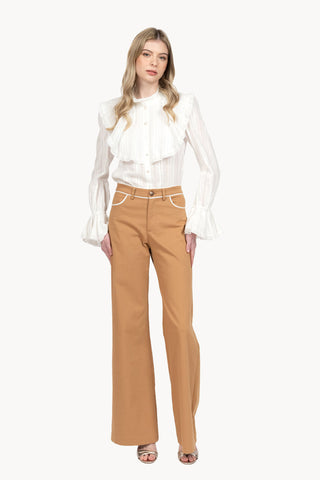 Camel Cotton Palazzo Pants