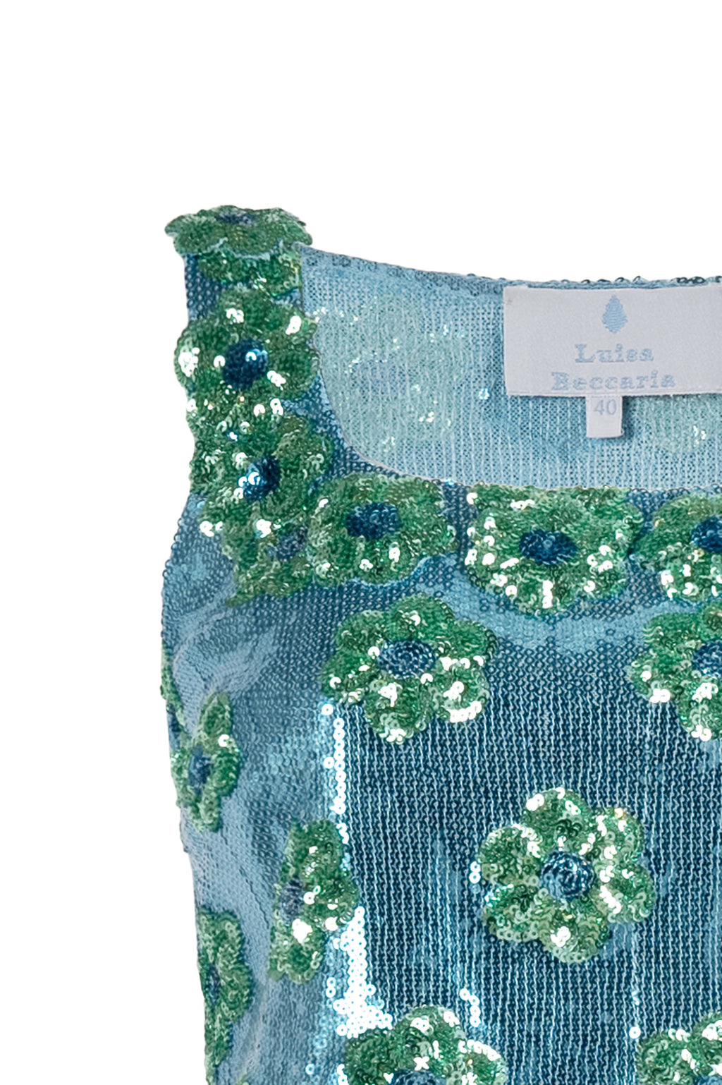 Top con paillettes a margherina blu