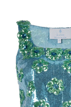 Top con paillettes a margherina blu