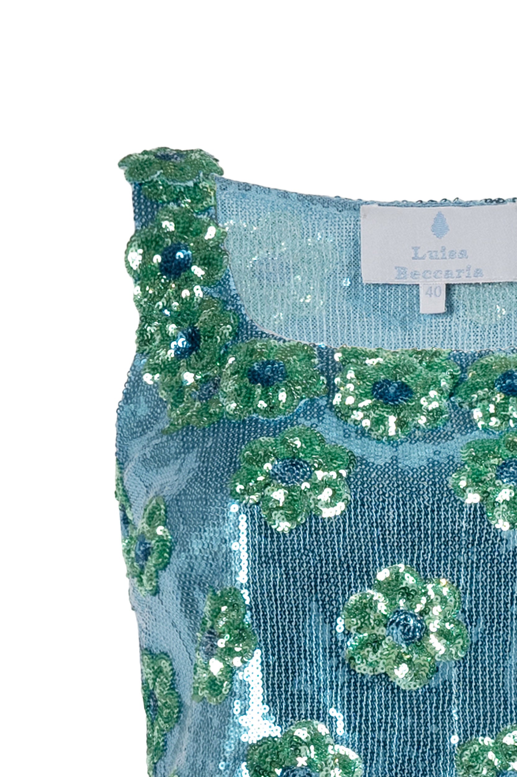 Top con paillettes a margherina blu
