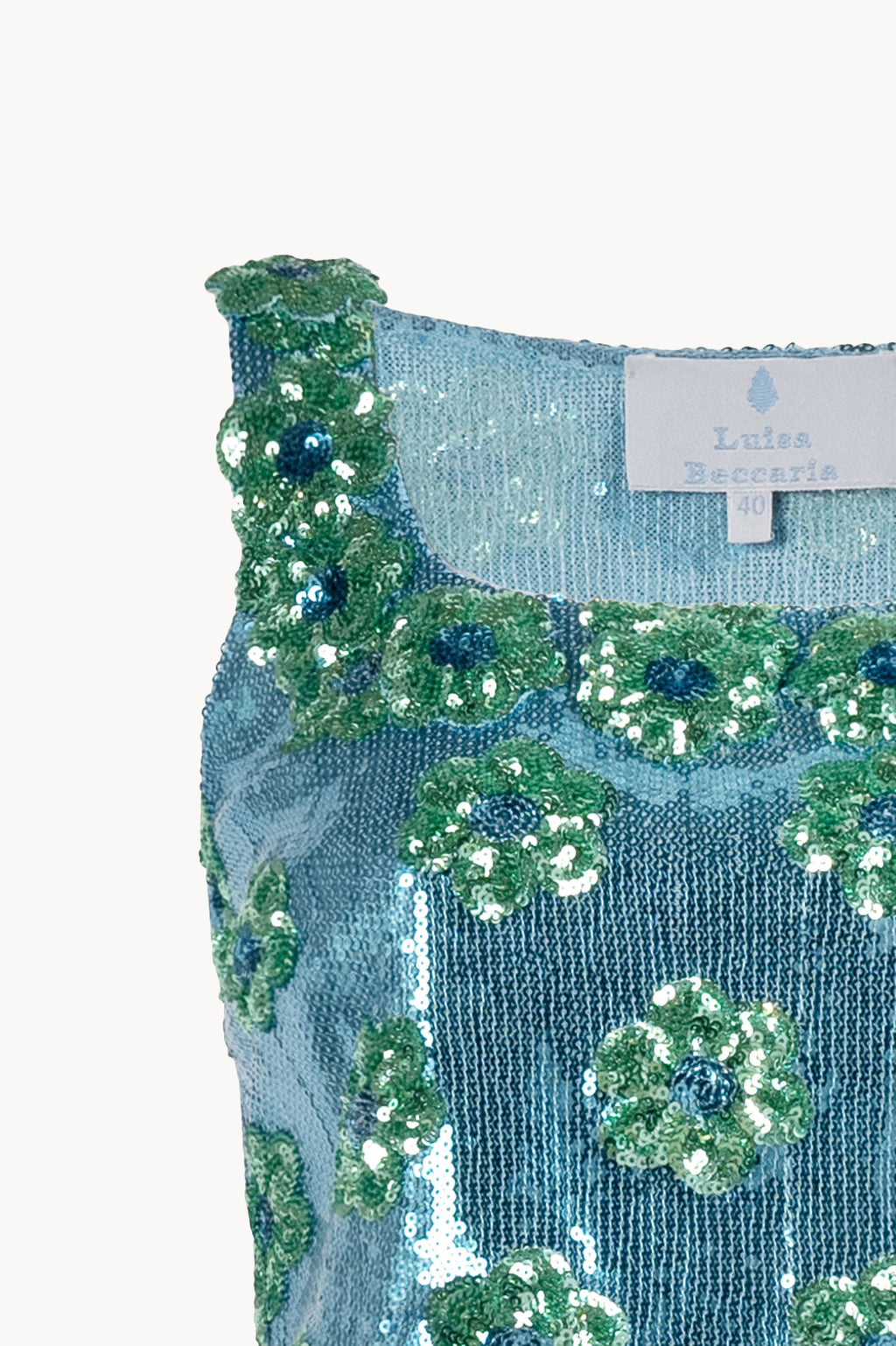 Top con paillettes a margherina blu
