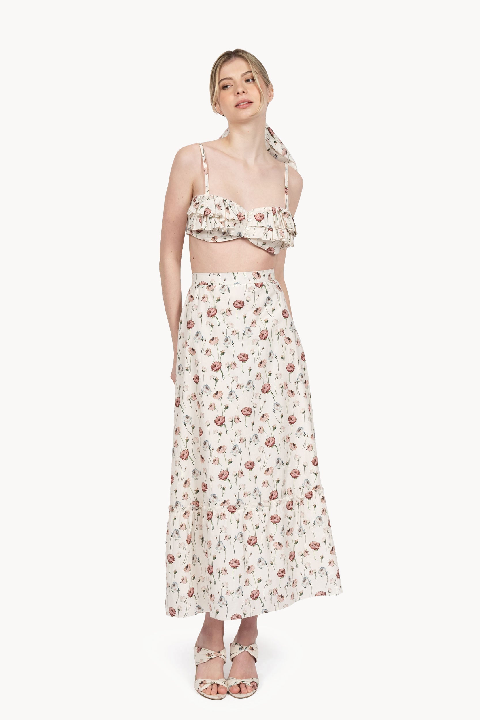 Reggiseno in cotone con stampa floreale