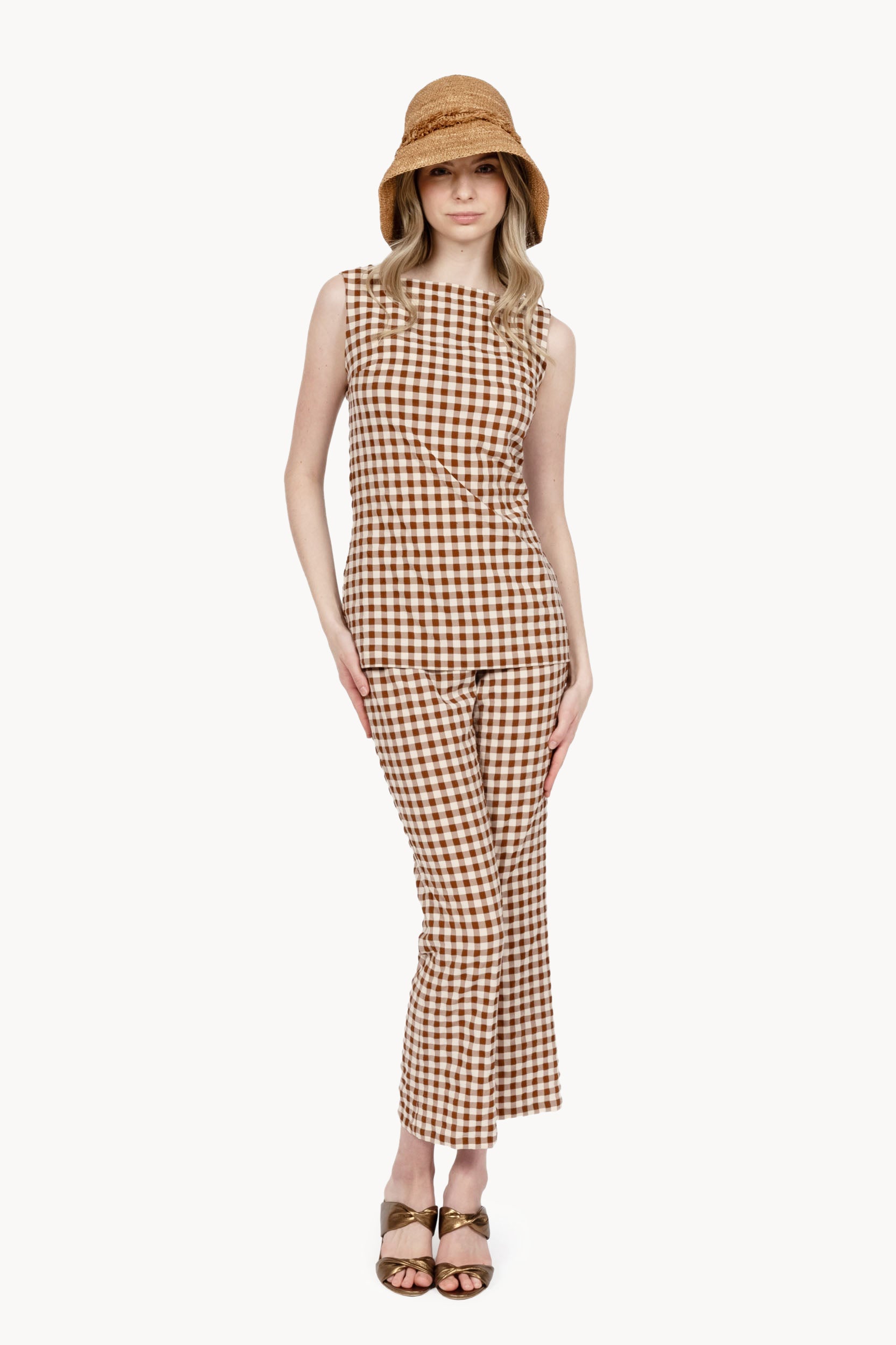 Pantaloni capri vichy