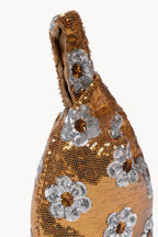 Bronze Daisy Sequins Handheld Clutch