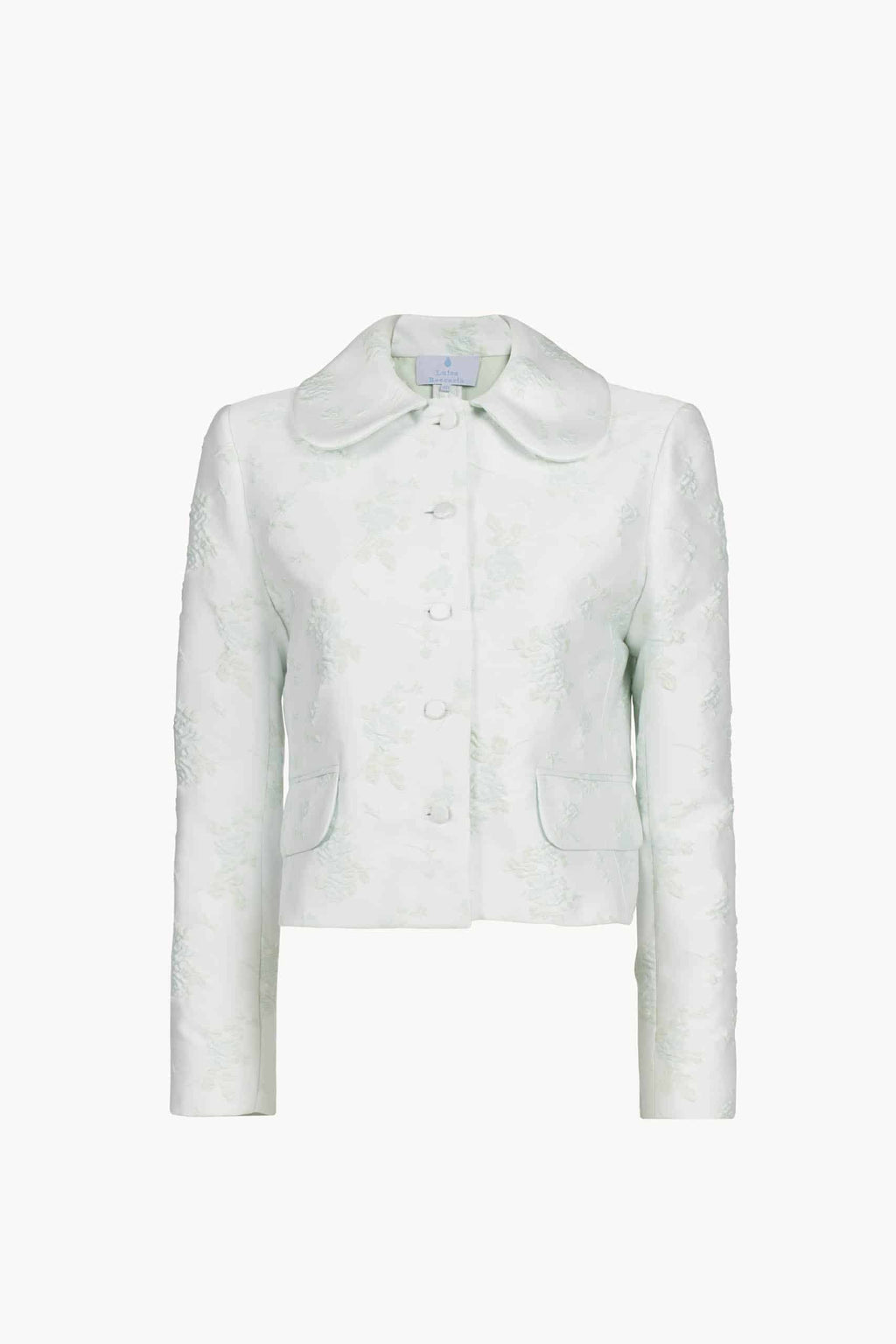 Giacca jacquard floreale con colletto Peter Pan