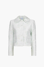 Giacca jacquard floreale con colletto Peter Pan