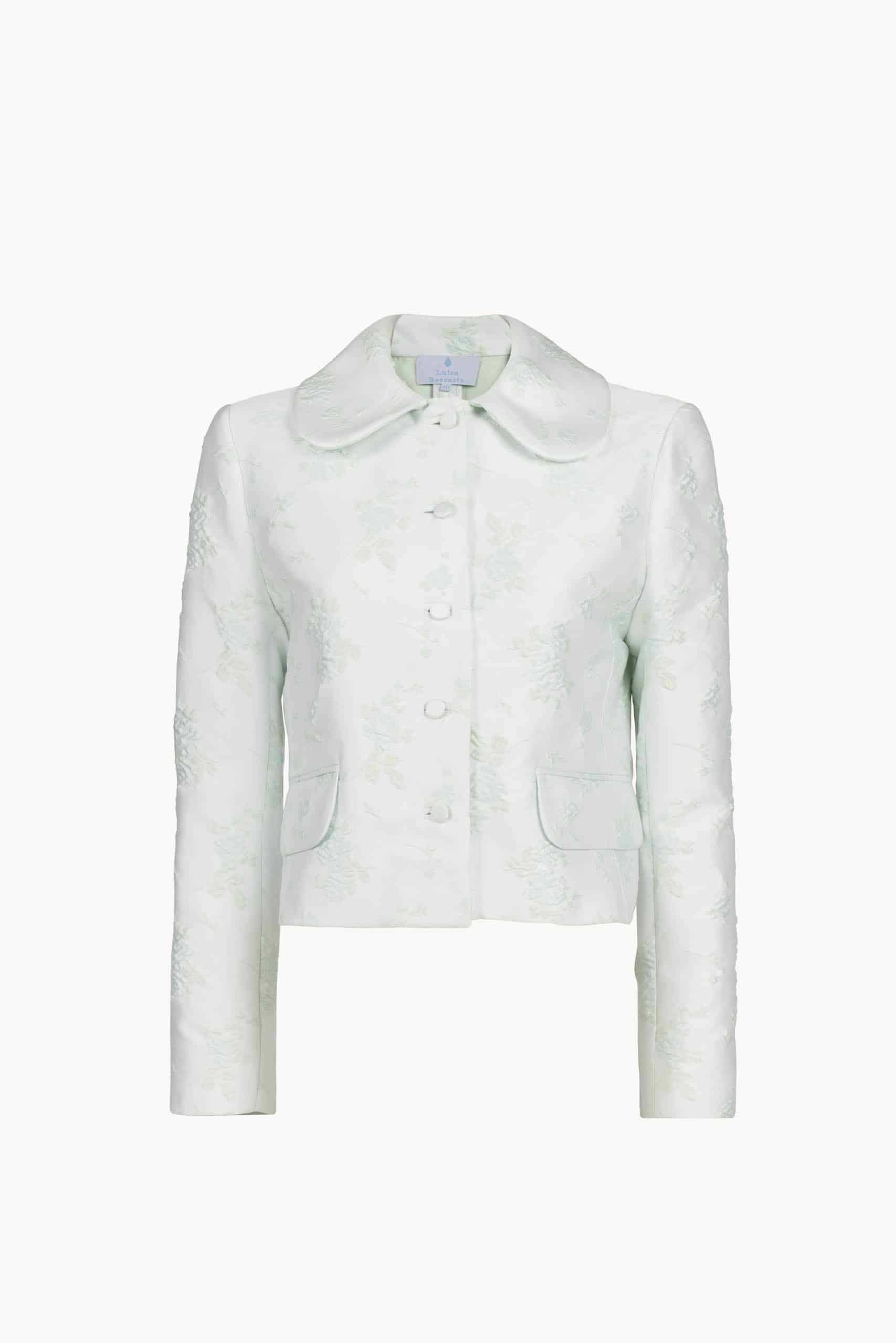 Floral Jacquard Peter Pan-Collar Jacket