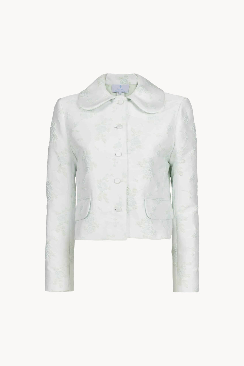 Giacca jacquard floreale con colletto Peter Pan