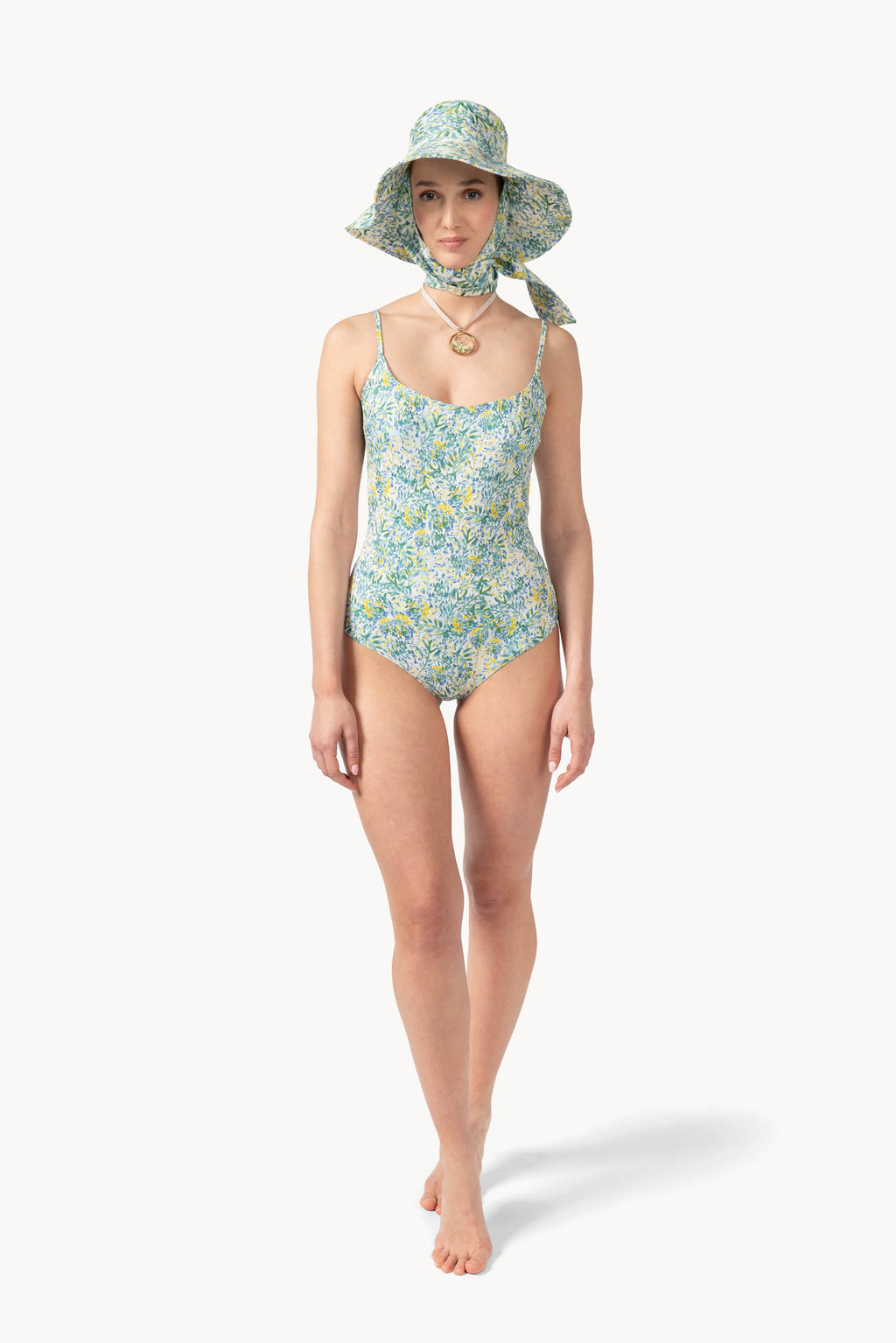 Costume intero stampato verde corallo