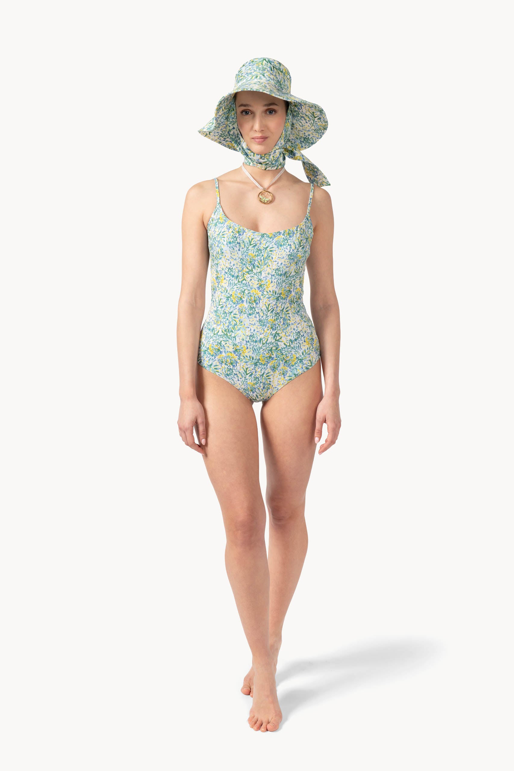 Costume intero stampato verde corallo