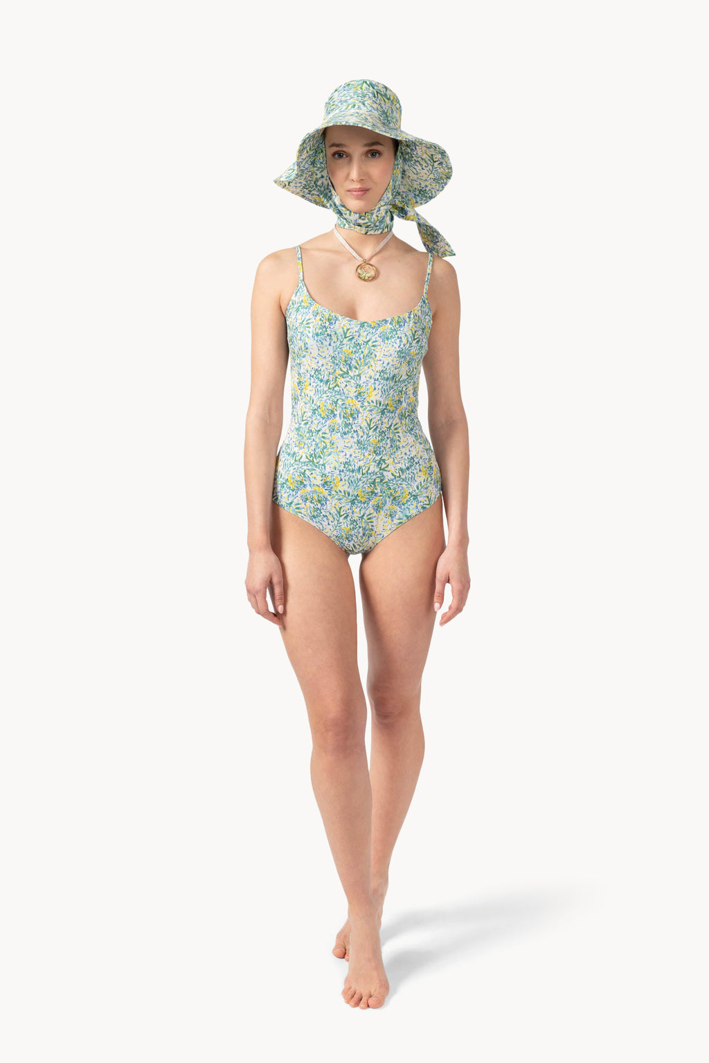Coral Green Printed One-Piece Swimsuit