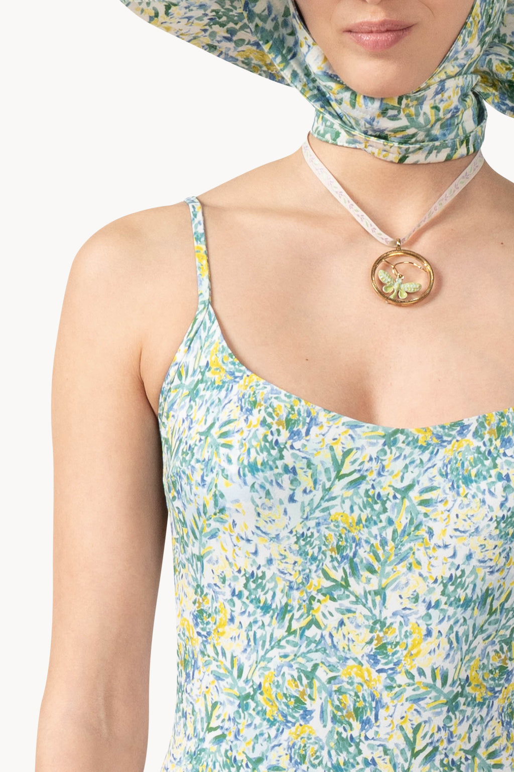Coral Green Printed One-Piece Swimsuit