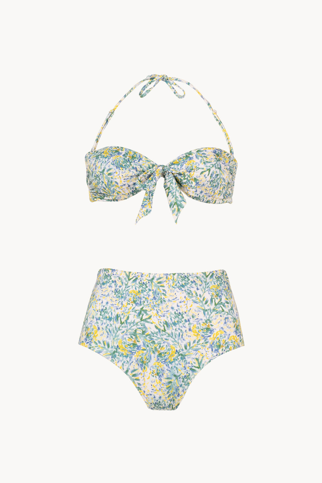 Bikini a fascia con stampa verde corallo