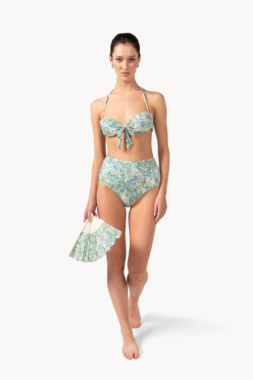 Bikini a fascia con stampa verde corallo