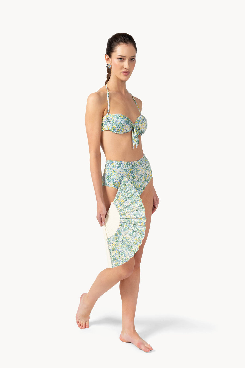 Bikini a fascia con stampa verde corallo