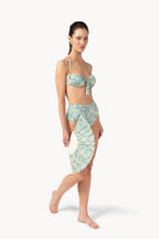 Bikini a fascia con stampa verde corallo