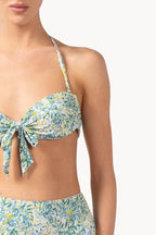Bikini a fascia con stampa verde corallo