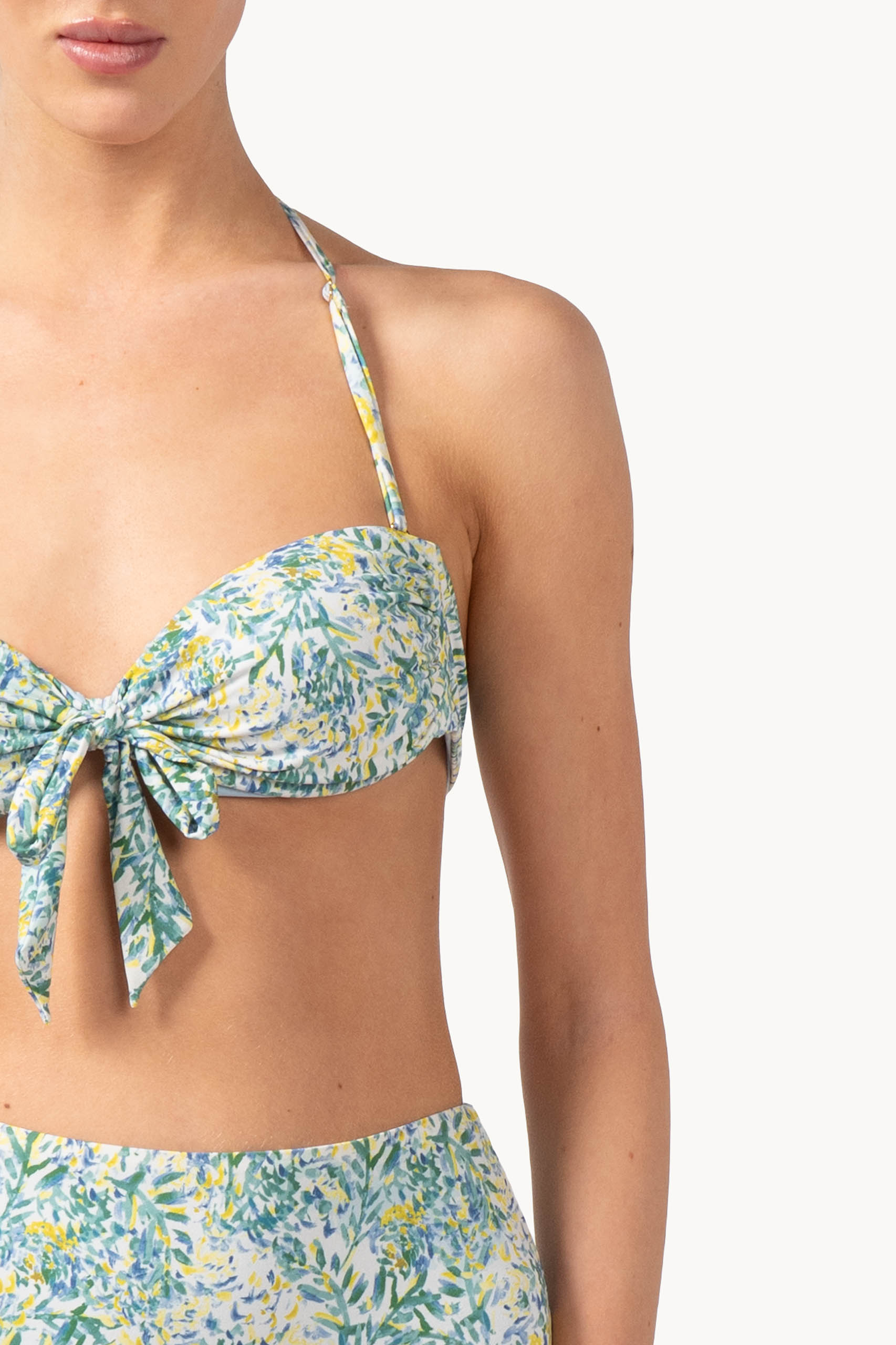 Bikini a fascia con stampa verde corallo
