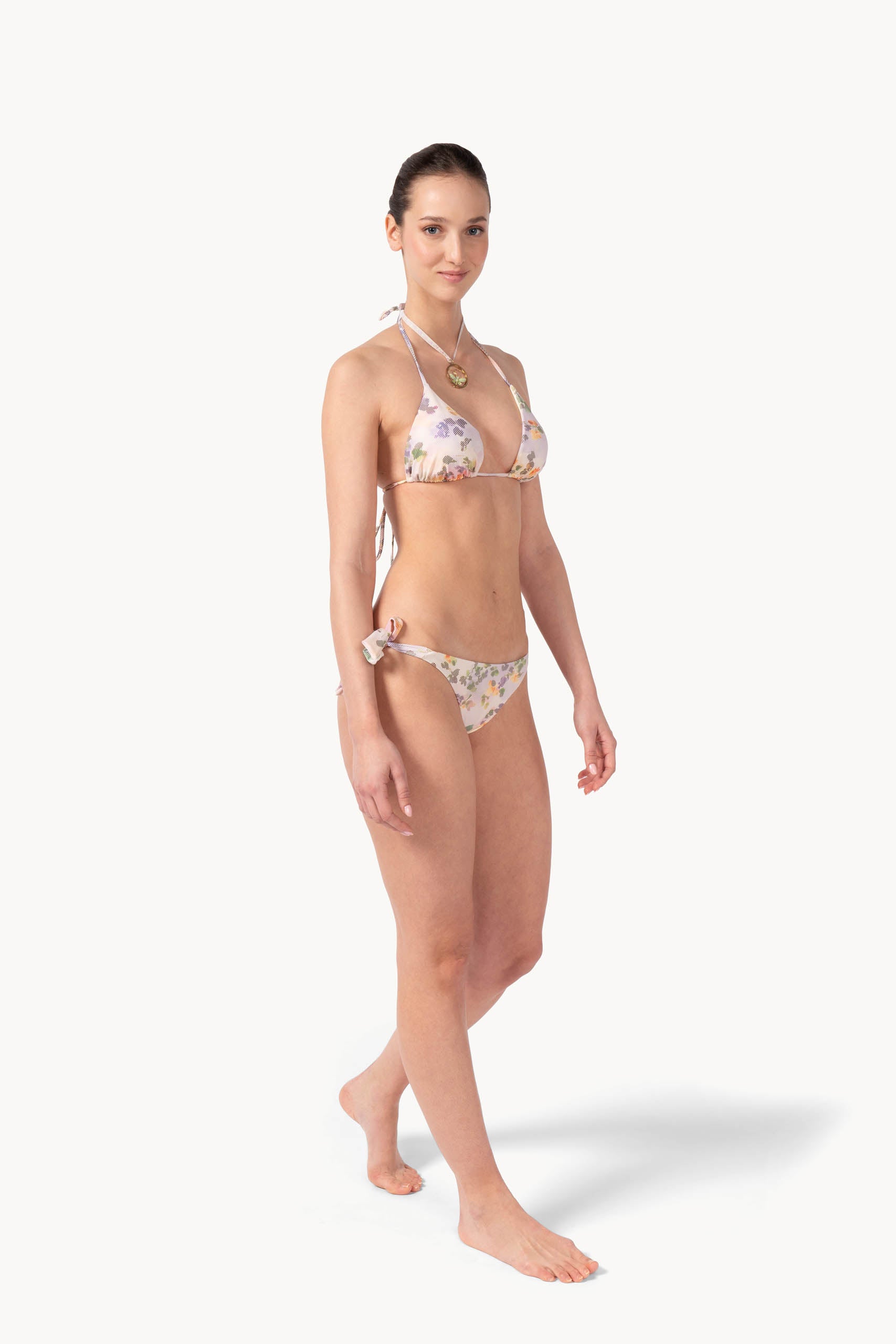 Set bikini a triangolo floreale chiné