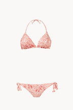Set bikini a triangolo stampato rosa corallo