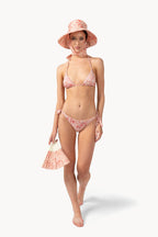 Set bikini a triangolo stampato rosa corallo