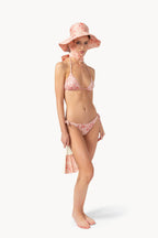 Set bikini a triangolo stampato rosa corallo