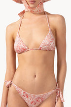 Set bikini a triangolo stampato rosa corallo