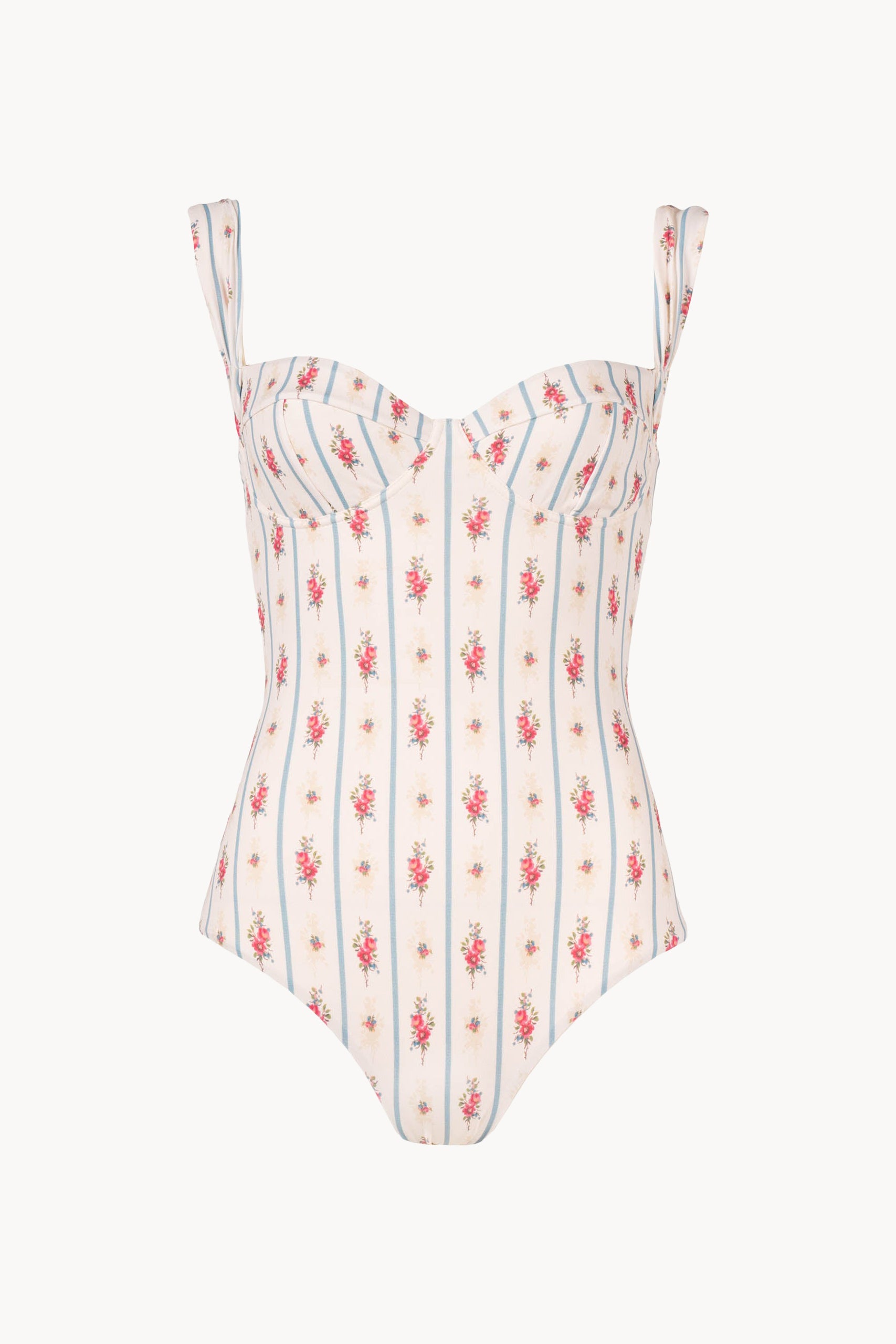 One-Piece Swimsuit With Floral And Striped – Luisa Beccaria
