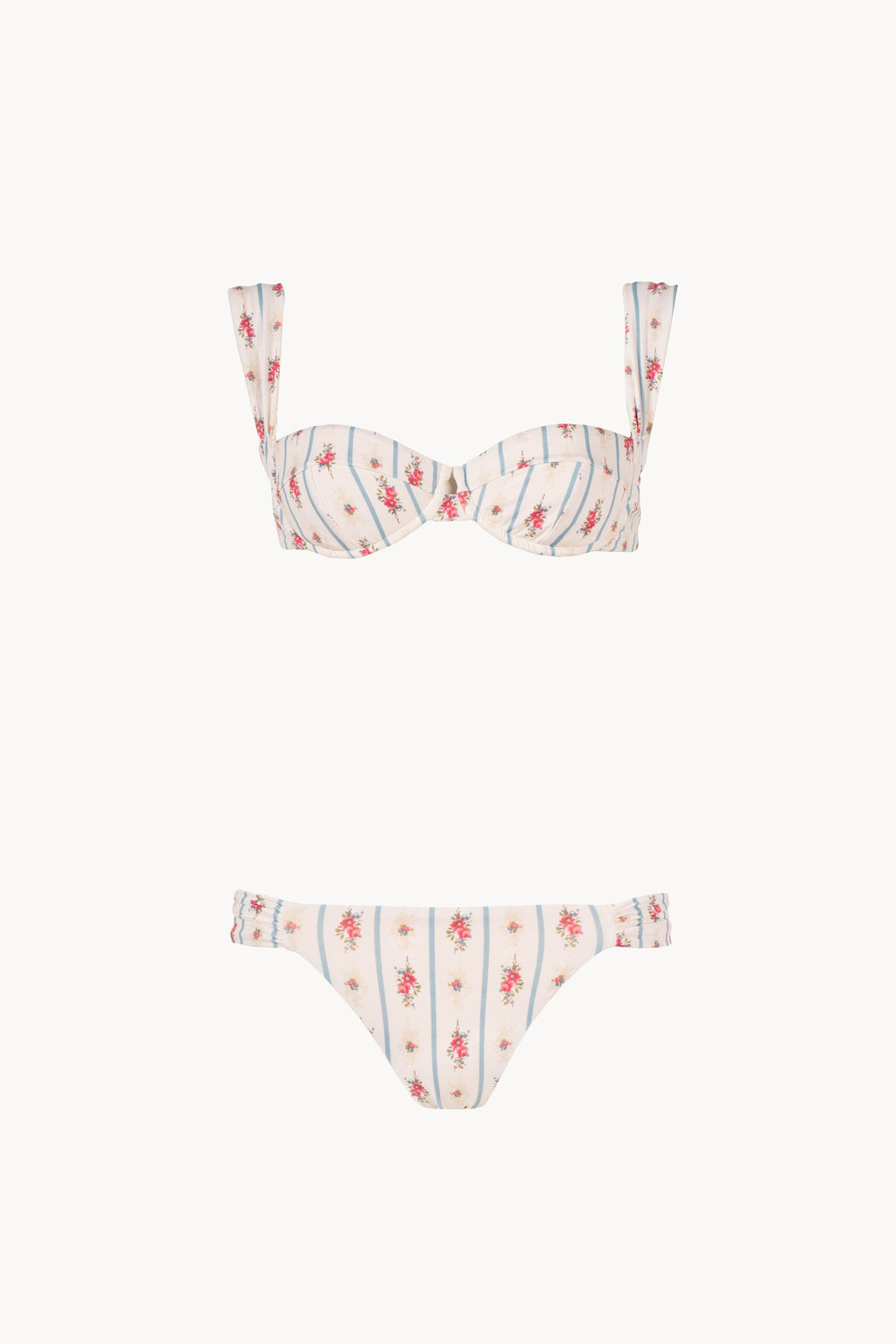 Set bikini due pezzi con fantasia floreale e a righe