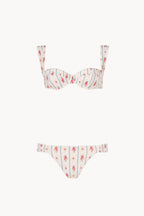 Set bikini due pezzi con fantasia floreale e a righe