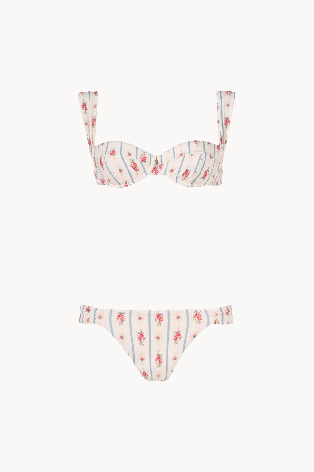 Two-Piece Bikini Set With Floral And Striped