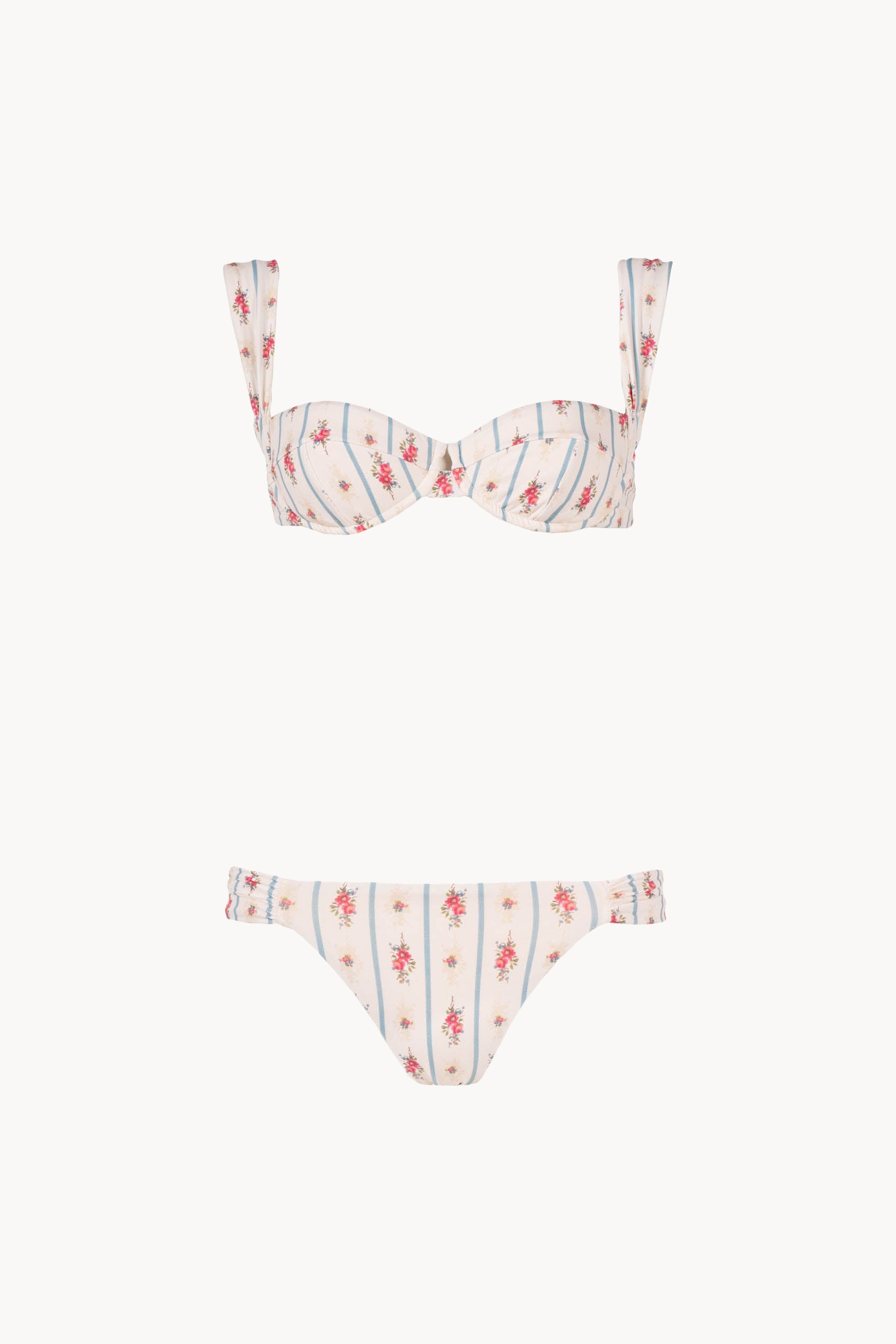 Two-Piece Bikini Set With Floral And Striped